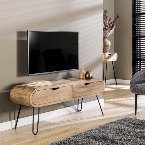 Duverger® tv-meubel Rounded - mangohout - zandkleur - vtwonen shop