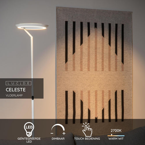 Lucide vloerlamp CELESTE - Geïntegreerde LED - Wit - vtwonen shop