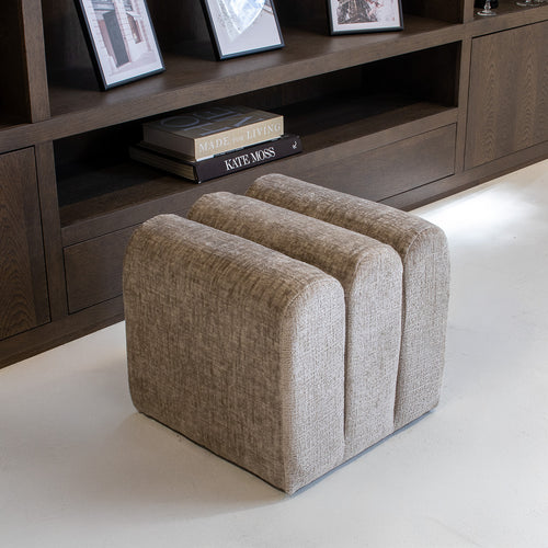 DÉJA Living Poef Lavia - Taupe - Stof - 45x45x40cm - vtwonen shop