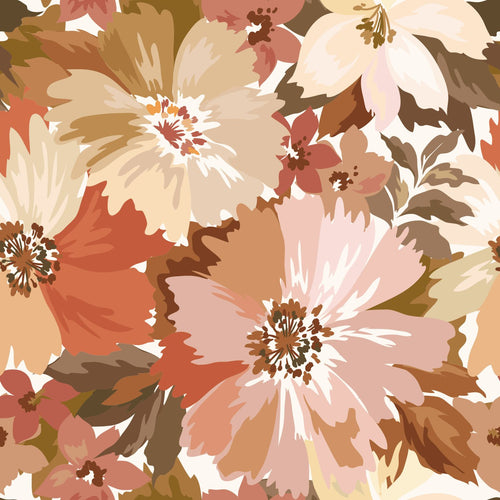 ESTAhome behang bloemen terracotta - 50 x 900 cm - 131265 - vtwonen shop