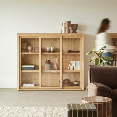 Tikamoon Eikenhouten vitrinekast 160 cm - Naturel