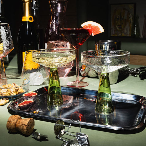 Brût Homeware Champagne Coupe groen, 2 sets van 2