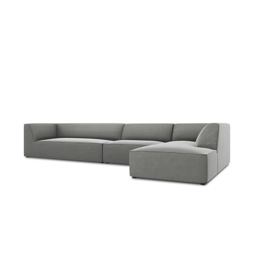 Cosmopolitan Design - Modulaire hoekbank rechts Siena 5-zits, flueel grijs - 180x366x69cm