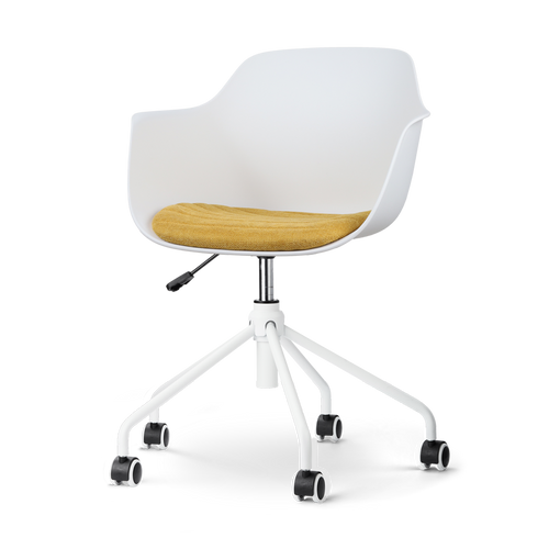 Nolon Nout-Liz Bureaustoel Wit - Okergeel Kussen - Wit Onderstel - vtwonen shop