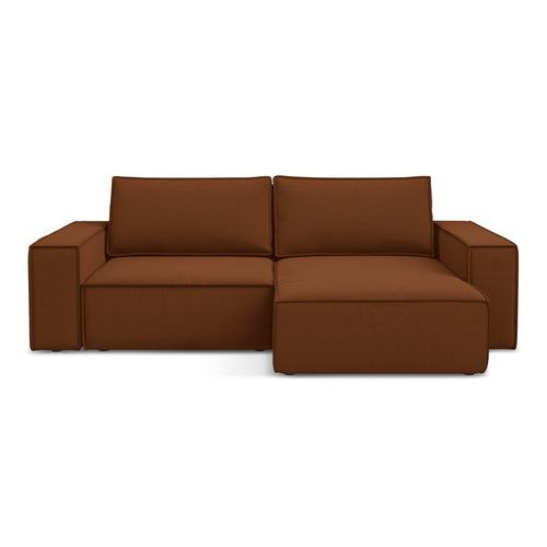 LaMiaSofa hoekbank rechts Livorno - velours - terracotta - 257x148x82