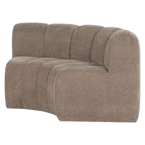 WOOOD eetbank halfronde hoek rugleuning Mojo - Rib - Donkerzand - 83x152x74