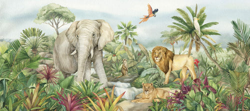 Sanders & Sanders poster jungle dieren groen - 0.75 x 1.7 m - 601266 - vtwonen shop