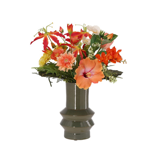 Maxifleur Handgebonden Kunstboeket Amber Praag - Rose/Oranje 50cm