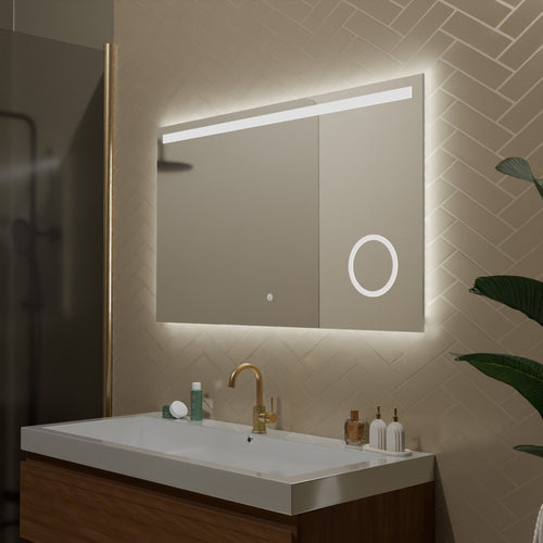LOMAZOO badkamerspiegel Riviera - met LED verlichting & make up spiegel - rechthoekig - 100 x 60 cm
