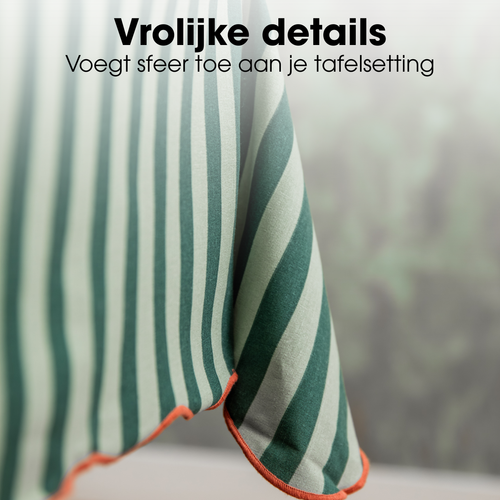 Mica Decorations Gestreept Tafelkleed voor Eettafel - Tafellaken voor Binnen en Buiten 250 x 140 cm - Tafelzeil 100% Katoen - Groen