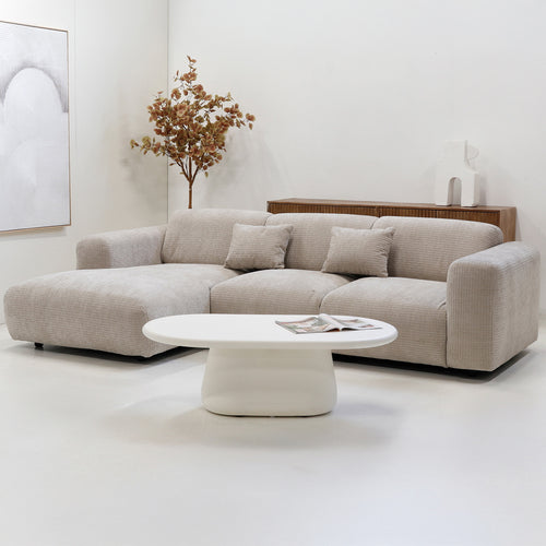 Giga Meubel Chaise Longue Bank Dijon - 3-Zits - Links - Beige