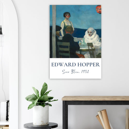 Artfulprints Poster Edward Hopper - Soir bleu   - A4 21x29.7 cm - Blauw