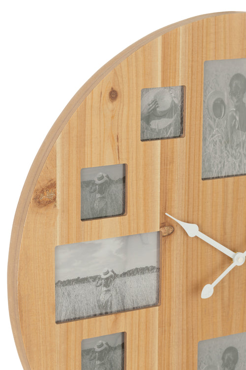 J-Line klok Foto - hout - naturel - Ø 60 cm