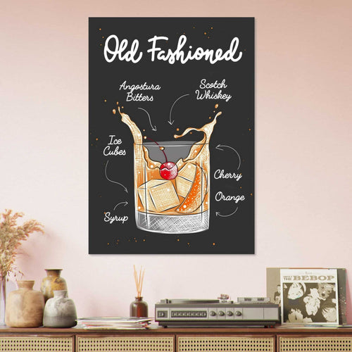 Artfulprints  Old Fashioned cocktail II – Illustratie   poster A4 21x29.7 cm - vtwonen shop