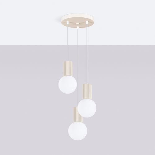 Sollux Lighting Hanglamp HALO 3P beige - 25x25x125cm
