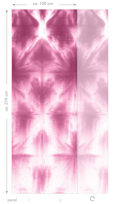 ESTAhome fotobehang wandvullend tie-dye shibori motief intens fuchsia roze - 100 x 279 cm - 158821 - vtwonen shop