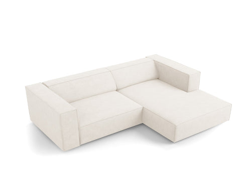 Cosmopolitan Design rechter hoekbank Arendal 3-zits, chenille met ribbeleffect, ivoor - 166x224x70cm