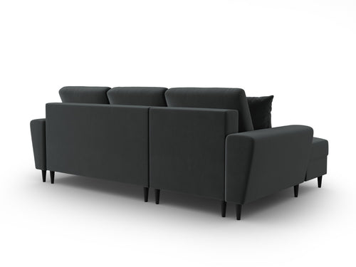 Cosmopolitan Design Uitklapbare hoekbank links met opbergdoos Kyoto 4-zits, flueel donkergrijs - 145x241x88cm