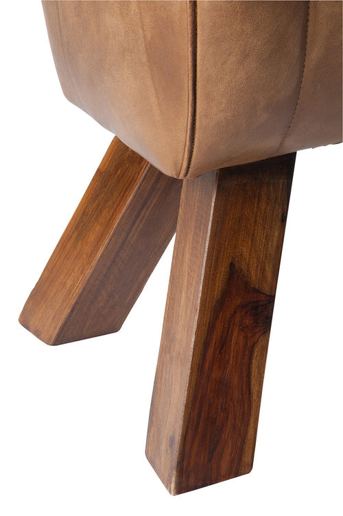 J-Line decoratie Gymbank - leder/hout - cognac