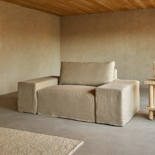 Tikamoon Modulaire fauteuil in natuurlijk linnen - Naturel - vtwonen shop