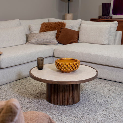 DÉJA Living Salontafel Tervo - Donkerbruin Marmer - Ø80cm