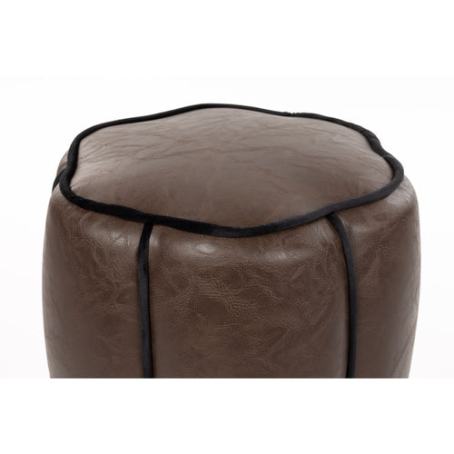Dutchbone Donna Poef Leer Donkerbruin