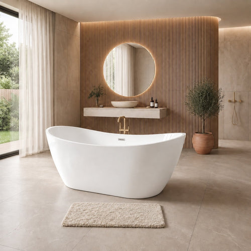 Badplaats Ligbad Alegre 170 x 78 x 68 cm cm – Vrijstaand Bad – Hoogglans wit