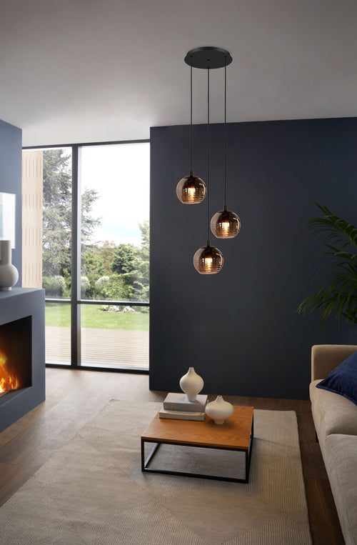 EGLO hanglamp Lemorieta - e27 - 3-lichts - ø 44 cm - zwart/goud - vtwonen shop