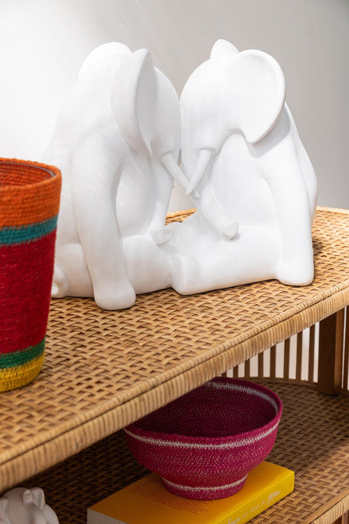 J-Line decoratie Olifant Face to Face - polyresin - wit