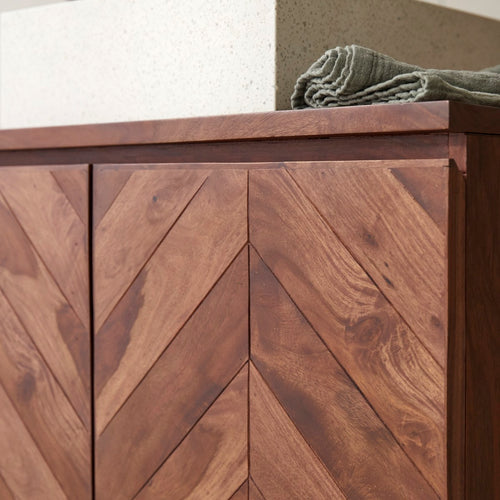 Tikamoon Massief palissander badkamermeubel 80 cm - Donkerbruin - vtwonen shop