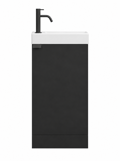 Badplaats Toiletmeubel Orion 40 x 22 cm – Mat Zwart – Fonteinmeubel met Wastafel