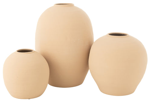 J-Line vaas Cassia Ovaal - keramiek - beige - Ø 39 cm
