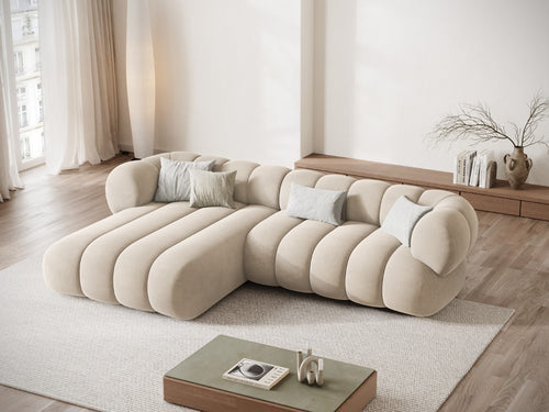 Cosmopolitan Design linker hoekbank Koge 5-zits, flueel lichtbeige - 165x270x70cm