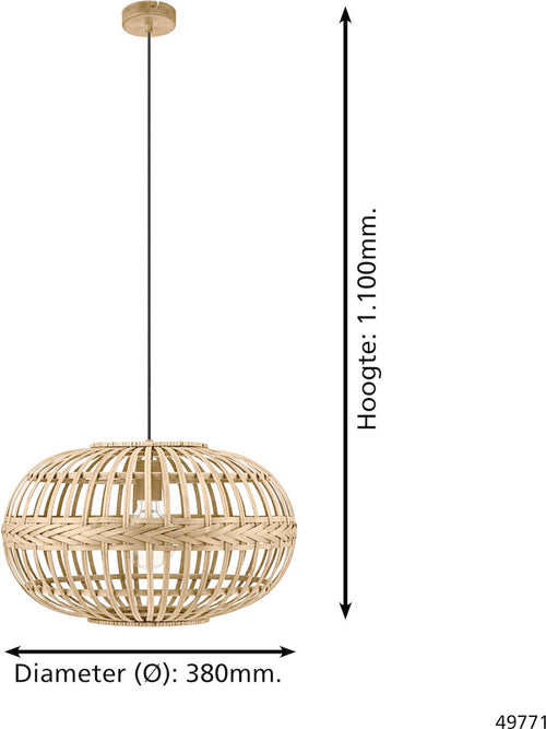 EGLO hanglamp Amsfield - e27 - ø 38 cm - bruin - vtwonen shop