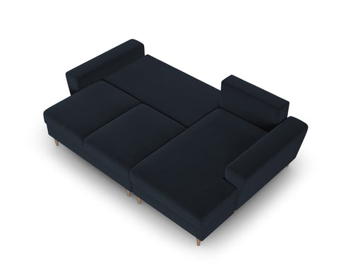 Cosmopolitan Design Converteerbare hoekbank rechts met opbergdoos Kyoto 4-zits, flueel donkerblauw - 145x241x88cm