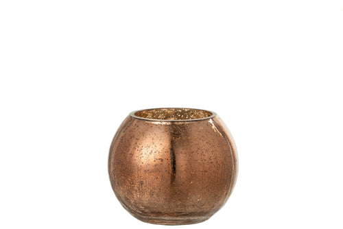 J-Line windlicht Bol Craquelé Parel Effect - glas - bruin - small - 2 stuks - vtwonen shop