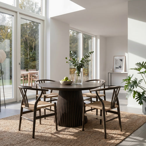 Furnhouse uitschuifbare eettafel Svendborg - Gerookt eikenhout - Ø 140/240x140 cm