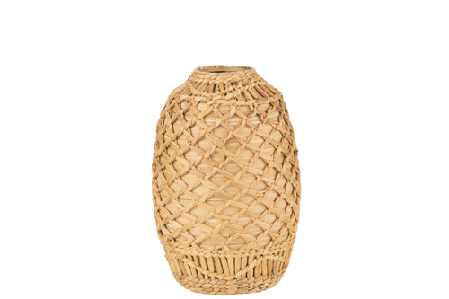 J-Line vaas Rieten - bamboe - naturel - medium - 37 cm hoog