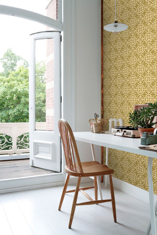 ESTAhome behang verweerde tegels olijfgroen - 50 x 900 cm - 131479