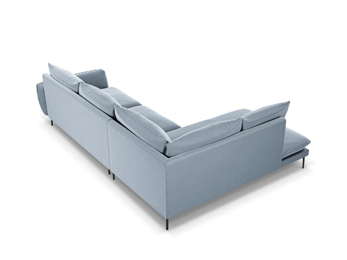 Cosmopolitan Design linker hoekbank Vienna 6-zits, flueel, lichtblauw - 185x275x95cm