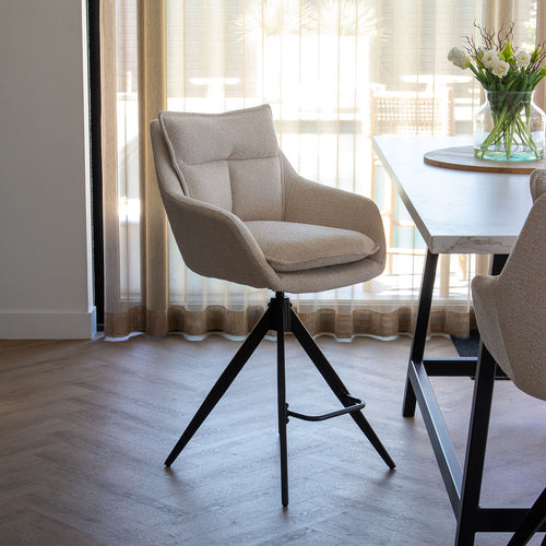 DÉJA Living Barstoel Manon - Beige - Draaibaar - 65cm - Set van 2 - vtwonen shop