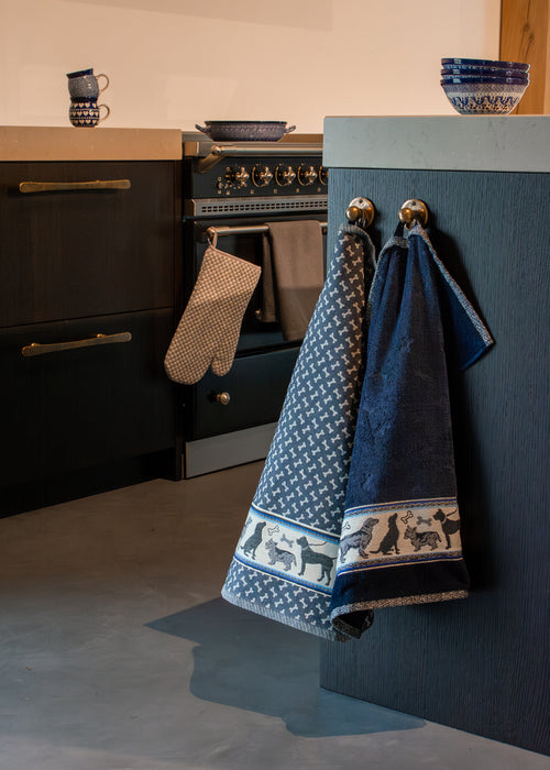 Luxe Keukendoek en Theedoek Hond Donkerblauw - Bunzlau Castle - 100% biologisch GOTS katoen