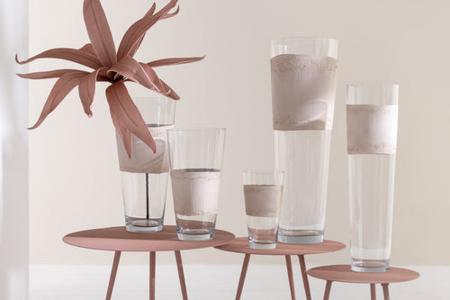 J-Line vaas Delph - glas - transparant/beige - small - 35 cm hoog