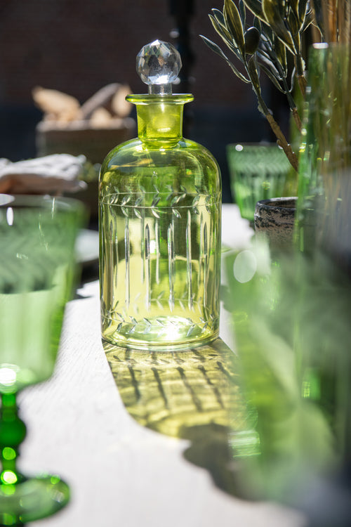 J-Line karaf Bladeren - glas - groen - large - 2 stuks - vtwonen shop