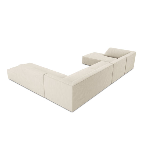 Cosmopolitan Design - Panoramische hoekbank rechts Siena 7-zits, ribfluwelen lichtbeige - 273x366x69cm