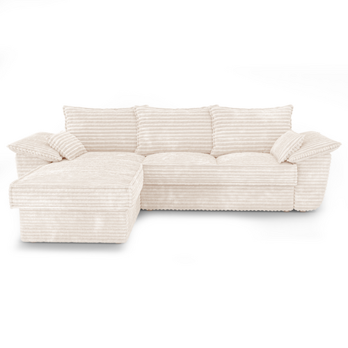 Sia Home - Hoekbanken links SASHA - XXL ribfluweel - Crème - 257cm - vtwonen shop