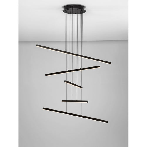 Nova Luce GRATTA Geïntegreerde LED-hanglamp voor plafond, zandkleurig zwart, Triac dimbaar, 49W, 1715lm, 3200K