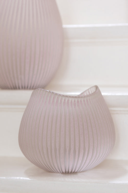 J-Line vaas Streep - glas - lichtroze - small -  Ø 22 cm