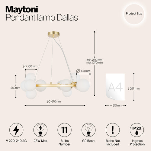 Maytoni - Hanglamp Dallas - Goud - Ø67 - vtwonen shop