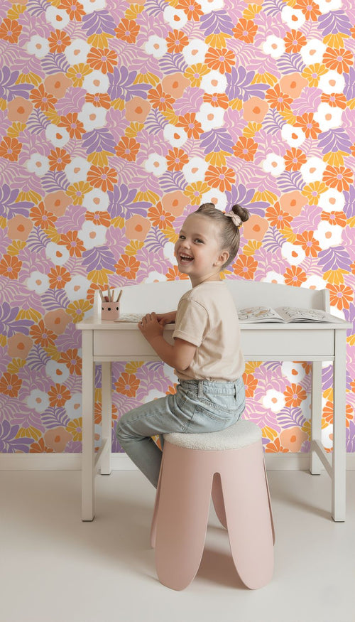 ESTAhome behang bloemen in Matisse stijl wit en meerkleurig - 50 x 900 cm - 132002